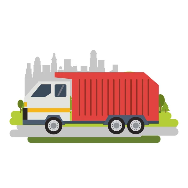 Vehículo camión de basura aislado plano — Vector de stock