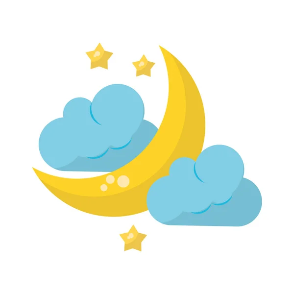 Nuage de lune et goutte de pluie — Image vectorielle
