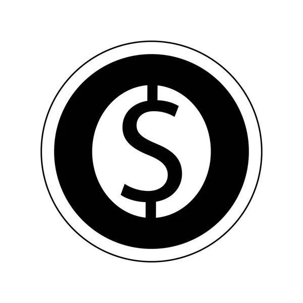 Χρήματα νομισμάτων απομονωμένα κινούμενα σχέδια σε μαύρο και άσπρο — Διανυσματικό Αρχείο