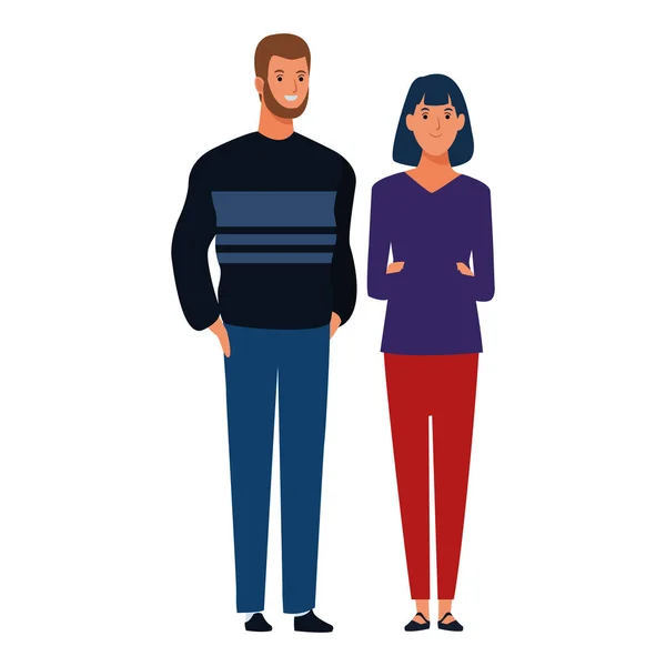 Pareja avatar personaje de dibujos animados — Vector de stock