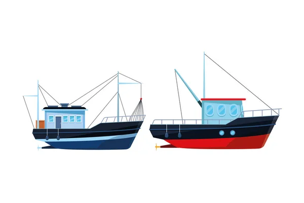 Vissersboot zee reizen paar — Stockvector