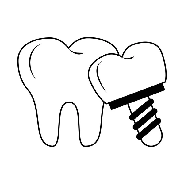 Salud e higiene dental en blanco y negro — Vector de stock