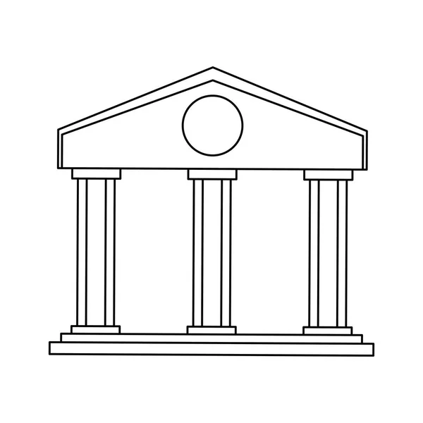 Symbole du bâtiment bancaire isolé en noir et blanc — Image vectorielle