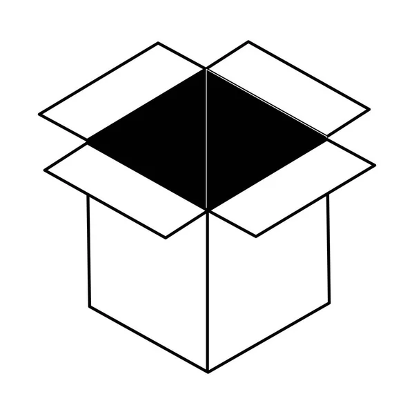 Pappschachtel offenes Symbol isoliert in schwarz und weiß — Stockvektor
