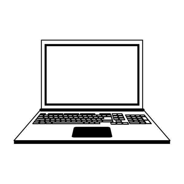 Computadora portátil tecnología símbolo aislado en blanco y negro — Vector de stock