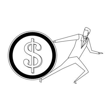 Siyah beyaz bozuk para çeken işadamı