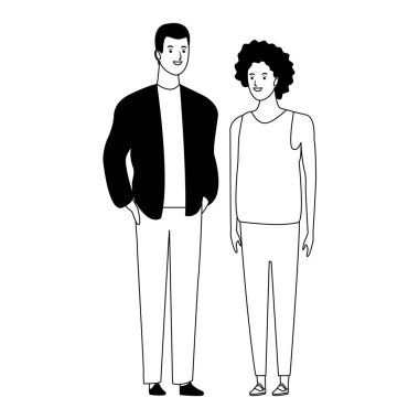 siyah ve beyaz çift avatar karikatür karakter