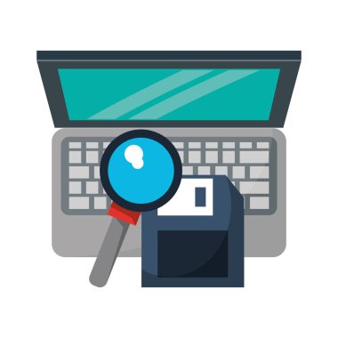 büyüteç ve belge ile bilgisayar