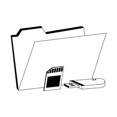 Mikro sd ve usb siyah beyaz dijital klasör