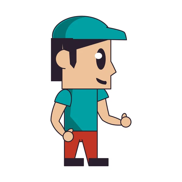 Junger Mann mit Hut Charakter Cartoon — Stockvektor