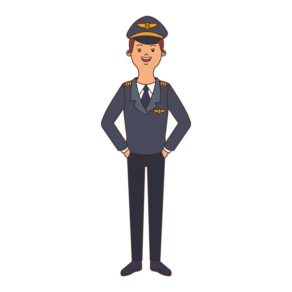 Caricature pilote d'avion de ligne — Image vectorielle