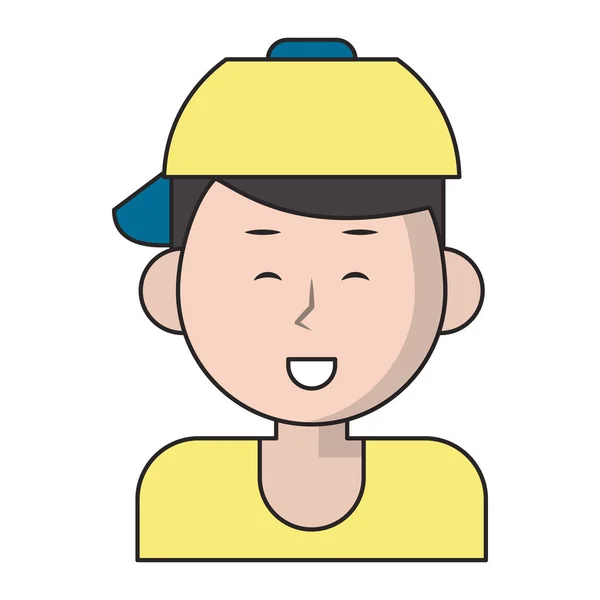 Joven sonriendo con sombrero de dibujos animados — Vector de stock