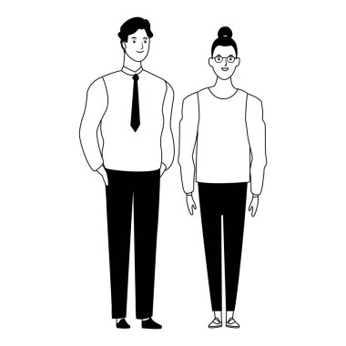 siyah ve beyaz çift avatar karikatür karakter