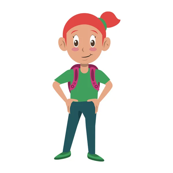 Studen girl mit rucksack cartoon — Stockvektor