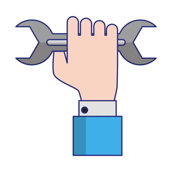 Hand holding wrench — Stock Vector