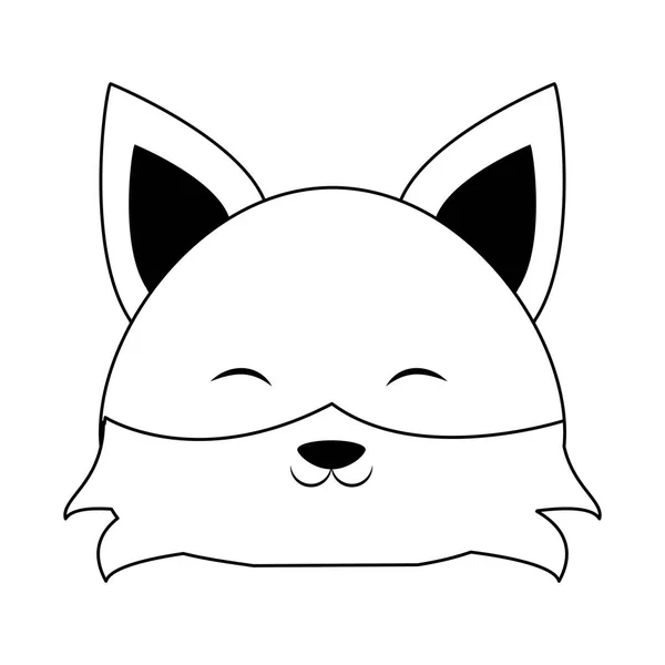 黒と白でかわいいキツネの動物漫画 — ストックベクタ