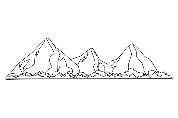 Тропічний пляж гірська лінія чорно-біла — стоковий вектор