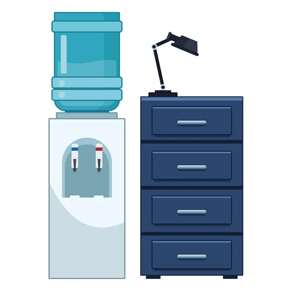 Water dispenser en bestands kast — Stockvector