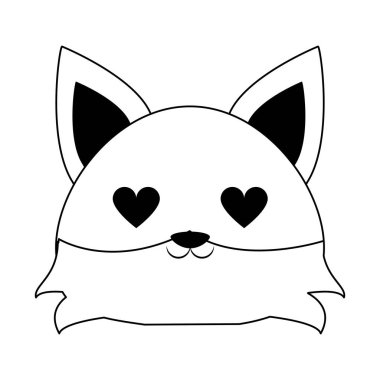 Siyah beyaz sevimli tilki hayvan karikatür