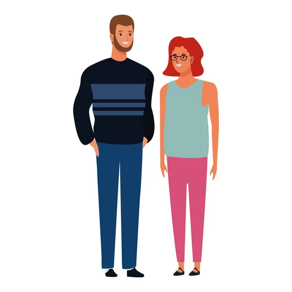 Couple avatar personnage de dessin animé — Image vectorielle