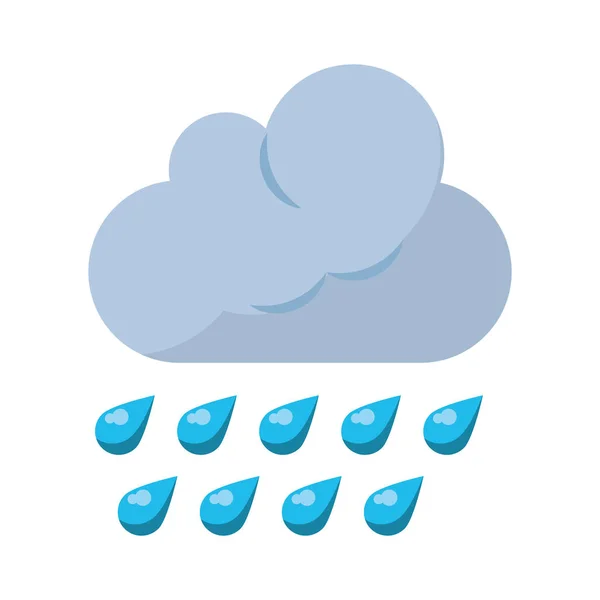 Nuage avec gouttes de pluie symbole météo — Image vectorielle