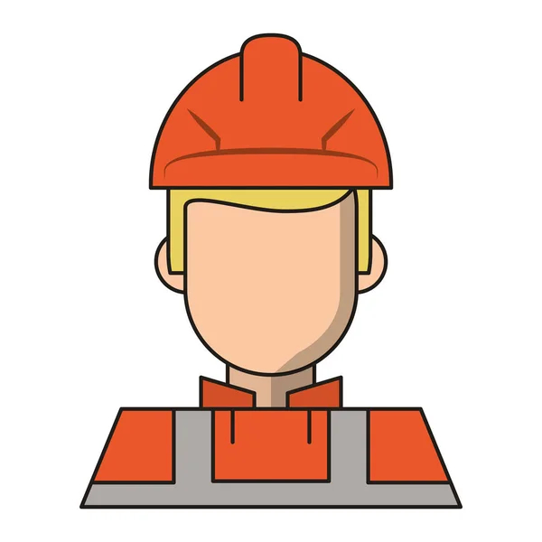 Worker with helmet and vest profile avatar — Stock Vector