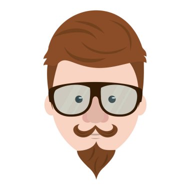 Hipster adam yüz karikatür vektör illüstrasyon