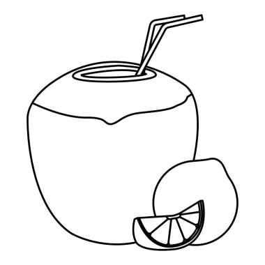 Siyah ve beyaz Hindistan cevizi kokteyli ve limon sitrik meyve