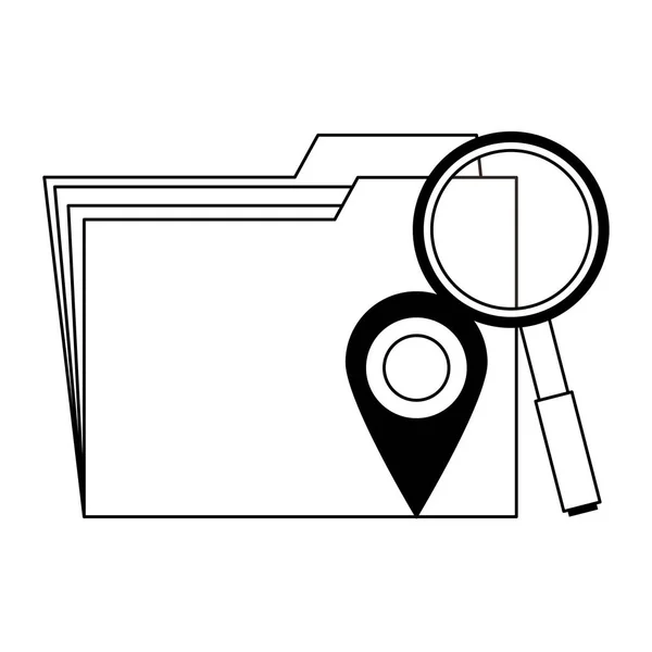 黑白办公室文件夹和商业技术符号 — 图库矢量图片