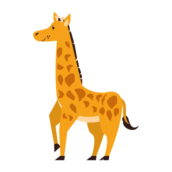 Zsiráf vadvilág aranyos állat rajzfilm — Stock Vector