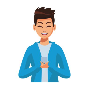 Akıllı telefon ile mesajlaşma adam