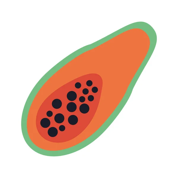 Papaya fruit gezond voedsel geïsoleerd plat — Stockvector