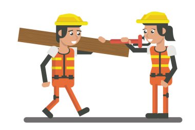 Constuction workers geometrik karikatürler