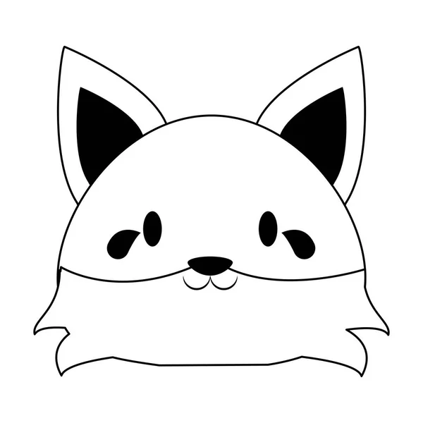 Desenhos animados bonito raposa animal em preto e branco —  Vetores de Stock