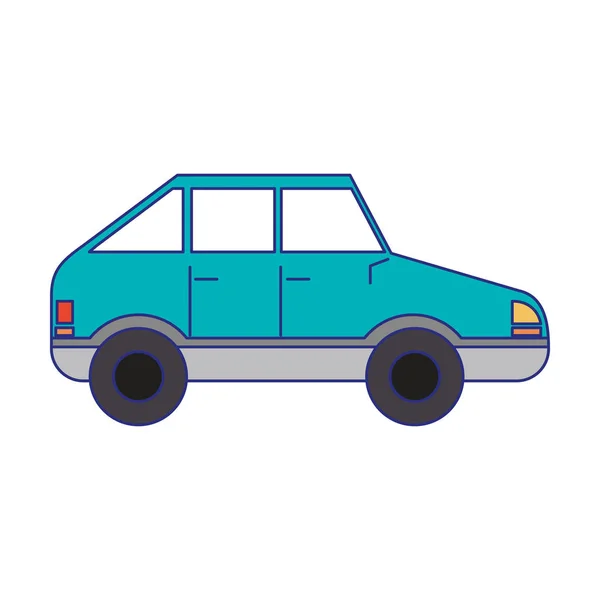 Coupe carro veículo sideview linhas azuis — Vetor de Stock