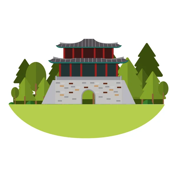 亚洲庙宇建筑 — 图库矢量图片