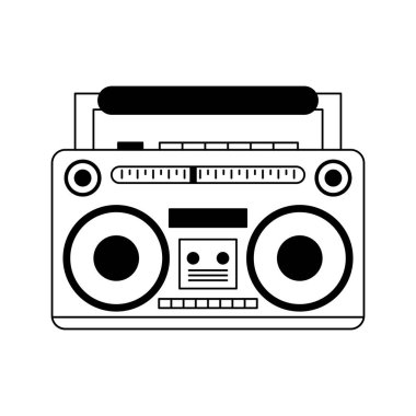 Siyah beyaz retro radyo stereo cihaz