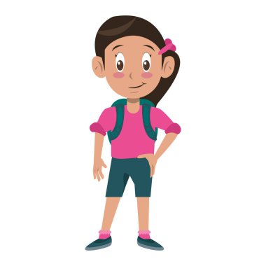 Sırt çantası karikatür ile Studen kız