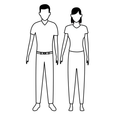 çift avatar çizgi film karakteri siyah beyaz