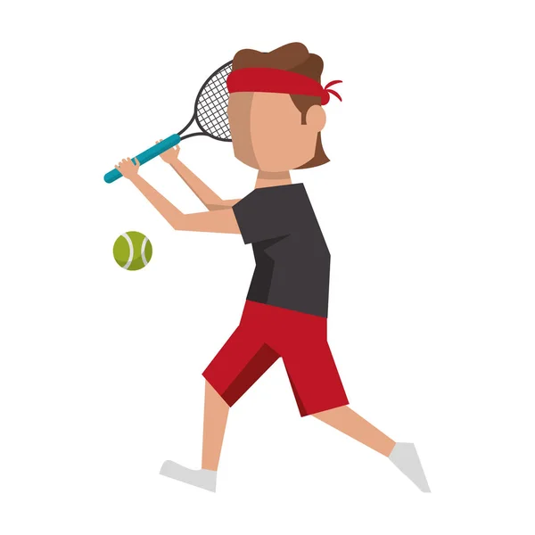Plástico de tênis com raquete e avatar bola — Vetor de Stock
