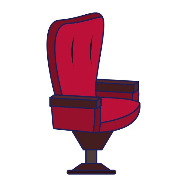 Muebles de silla de cine líneas azules aisladas — Vector de stock