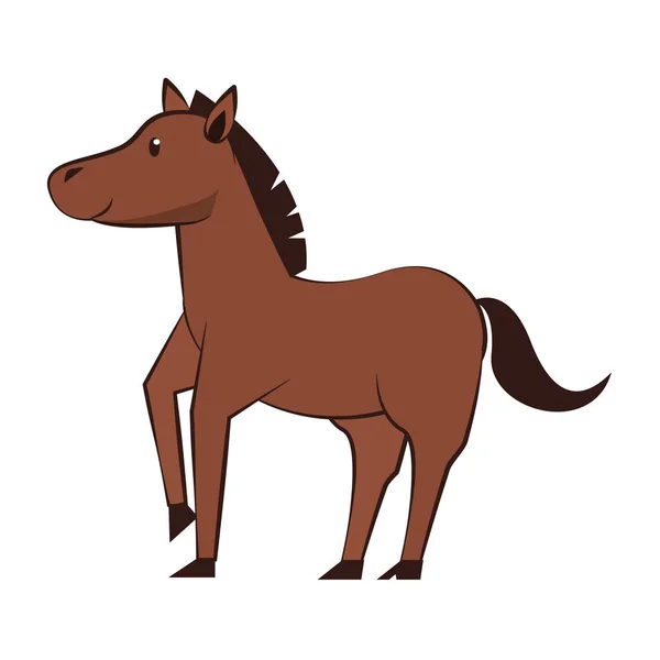 Koń dzikiej przyrody cute zwierząt kreskówka — Wektor stockowy