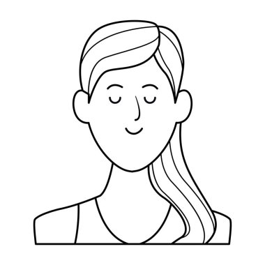 kadın portre avatar çizgi film karakteri siyah beyaz