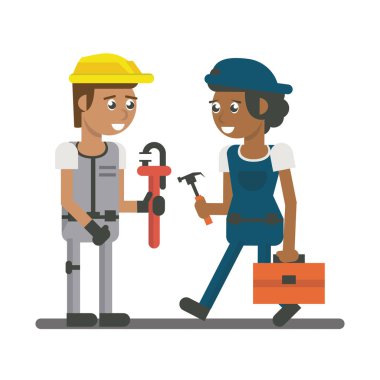 Constuction workers geometrik karikatürler