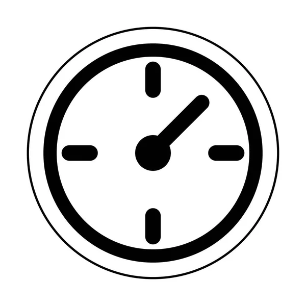 Relógio de parede símbolo temporizador isolado em preto e branco — Vetor de Stock