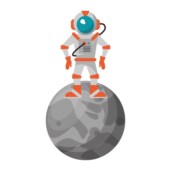 Astronaut på månen tecknad isolerad — Stock vektor