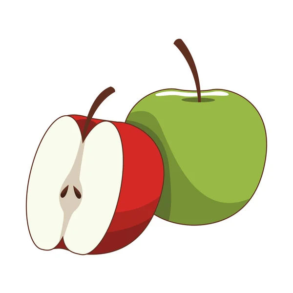 Jabłka cięte połówki — Wektor stockowy
