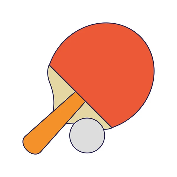 乒乓球拍和球运动卡通蓝线 — 图库矢量图片