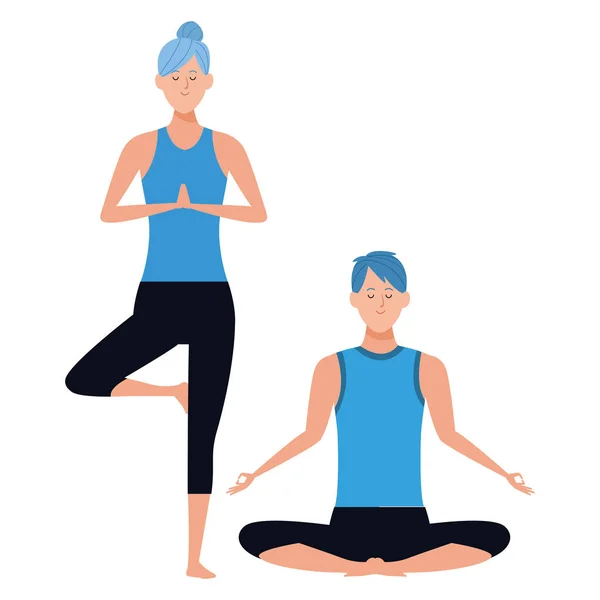 Paar yoga poses — Stockvector