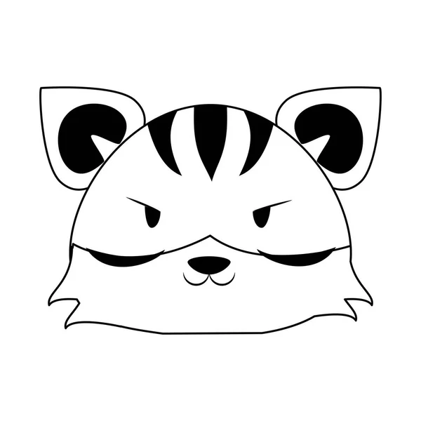 黒と白でかわいい虎の動物漫画 — ストックベクタ
